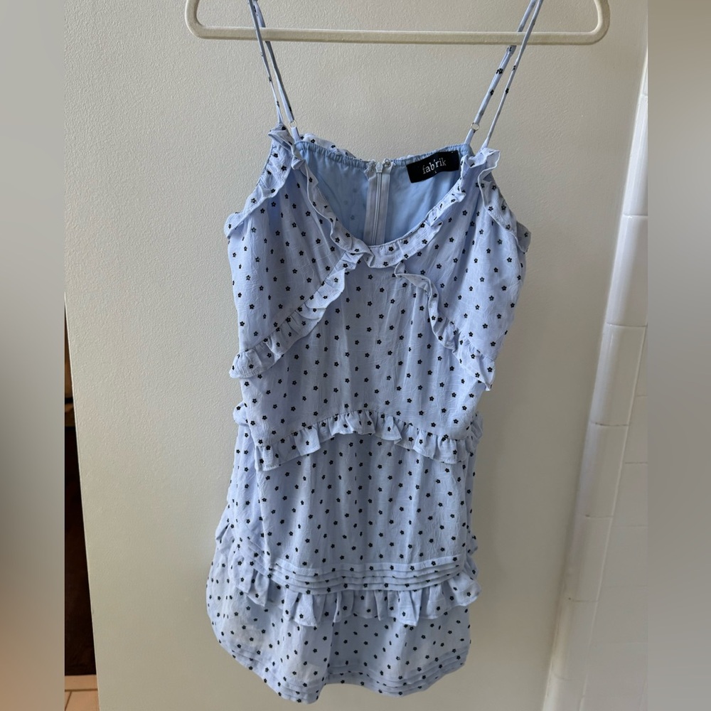 Fab’rik Boutique Light Blie Mini Dress With Adjustable Straps Size Large